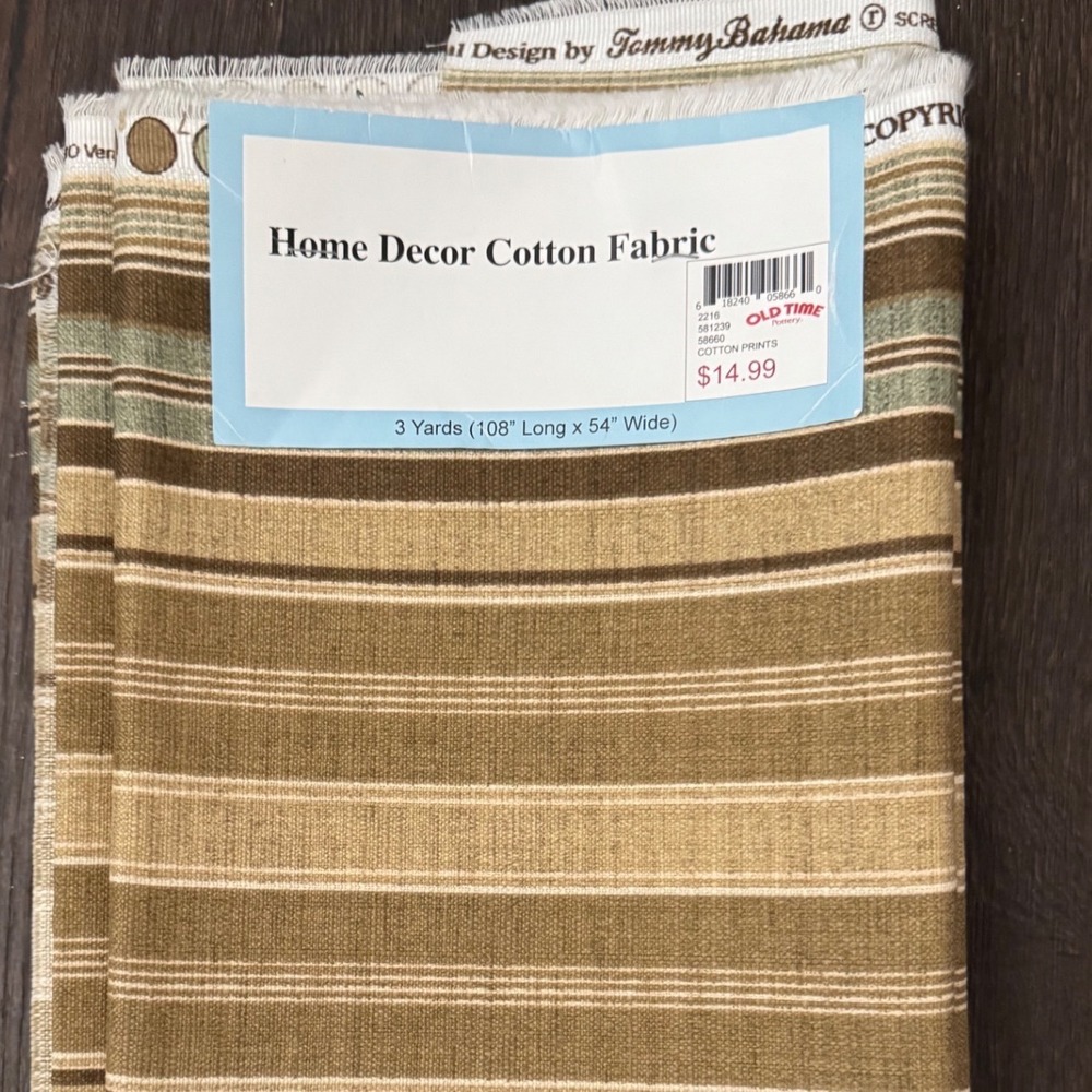 Tommy Bahama Vera Cruz Striped Home Decor Cotton Fabric 3 Yards 54" Brown Green